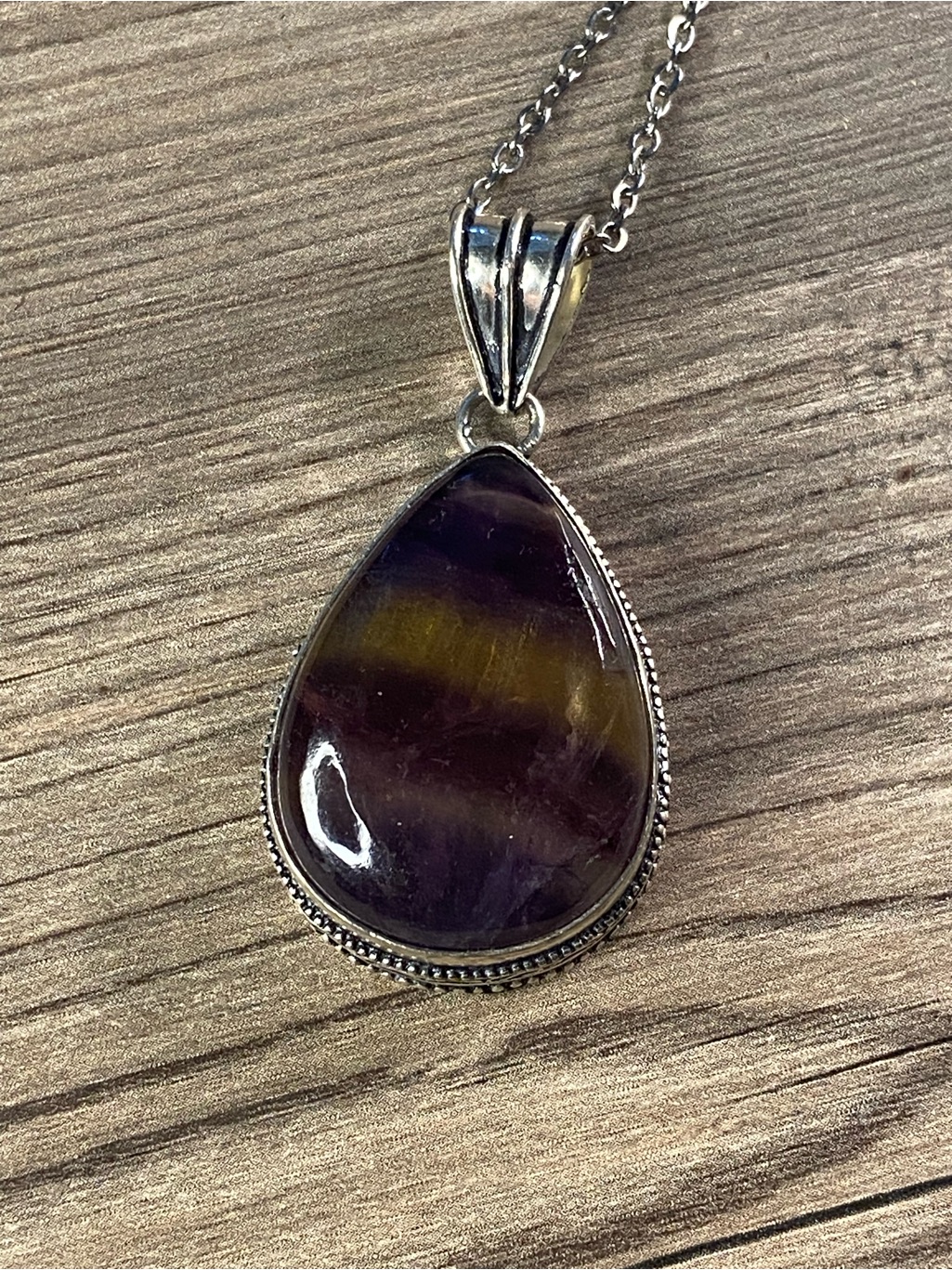 Fluorite & Silver Pendant